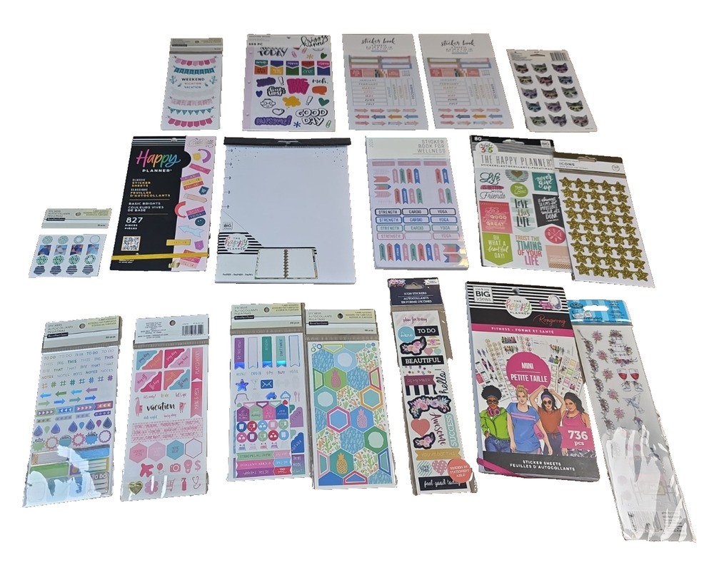Happy Planner MAMBI Rongrong 15+ Sticker Lot Books Sheets Refill Paper Scrapbook